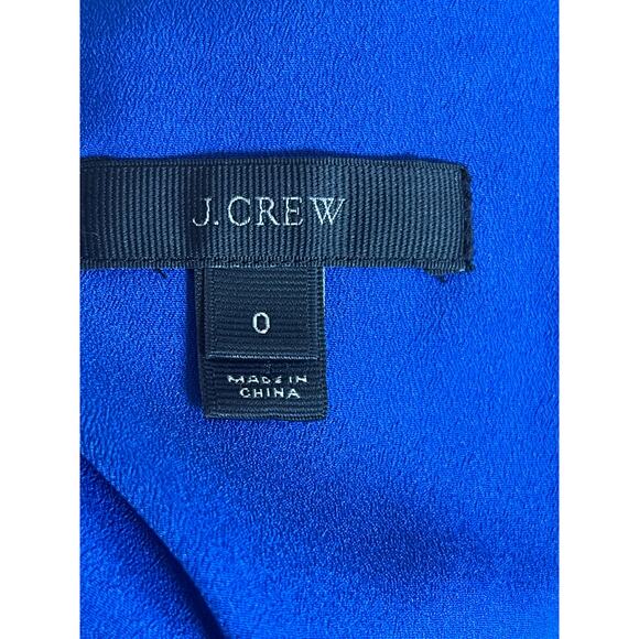 Women's J. Crew Perforated Colbot Blue Midi Dress Pockets Elastic Waist Size 0 - Picture 4 of 6